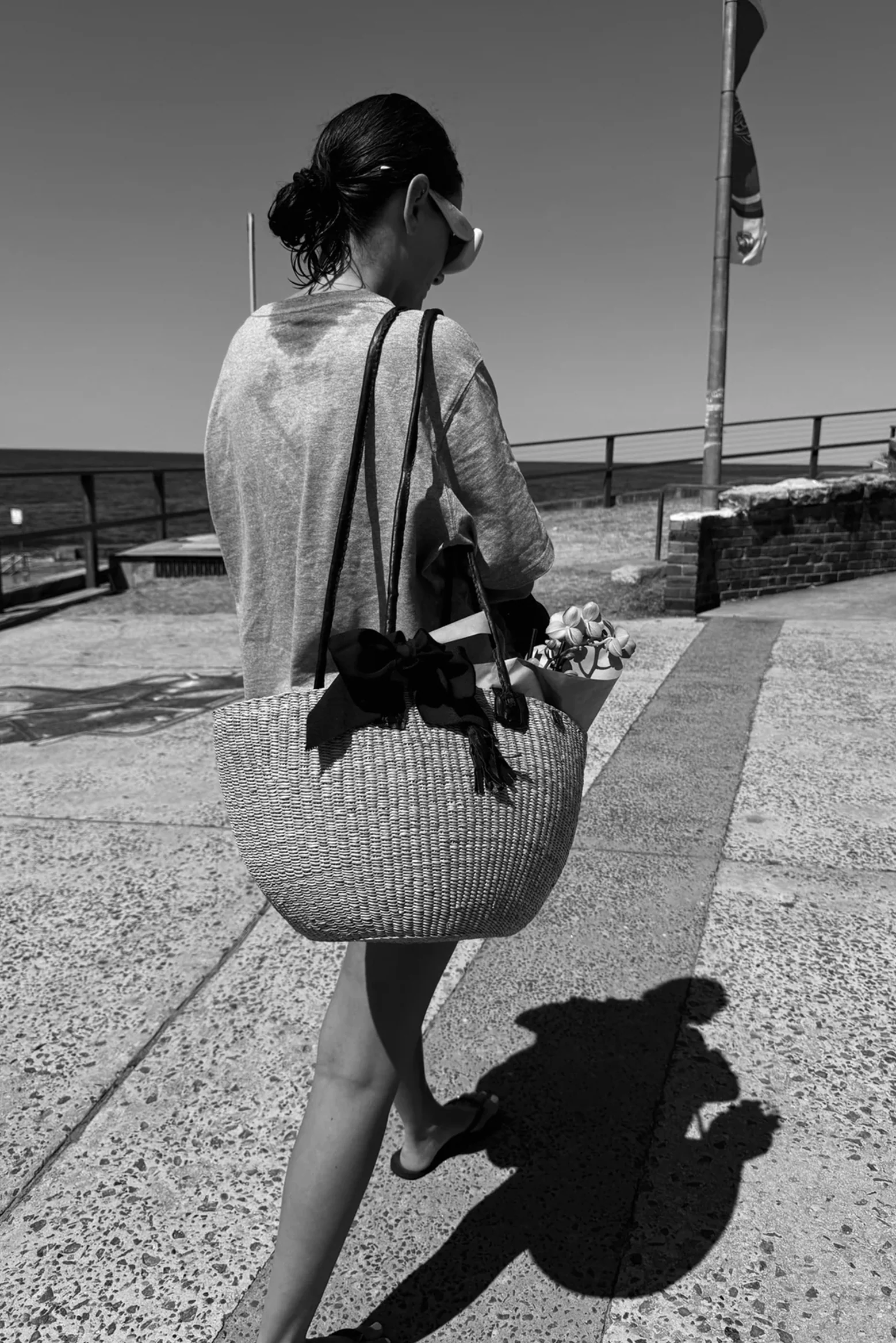 Long Handle Basket Bag - Black - Image 3