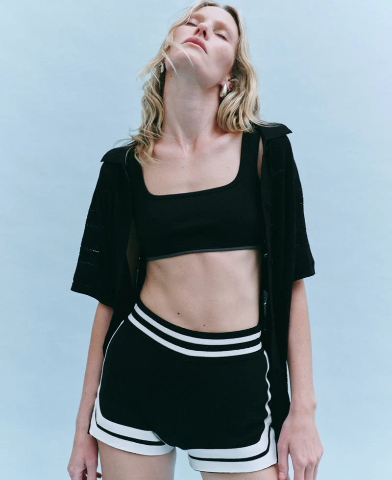 Classic Wool Bralet - Black - Image 4
