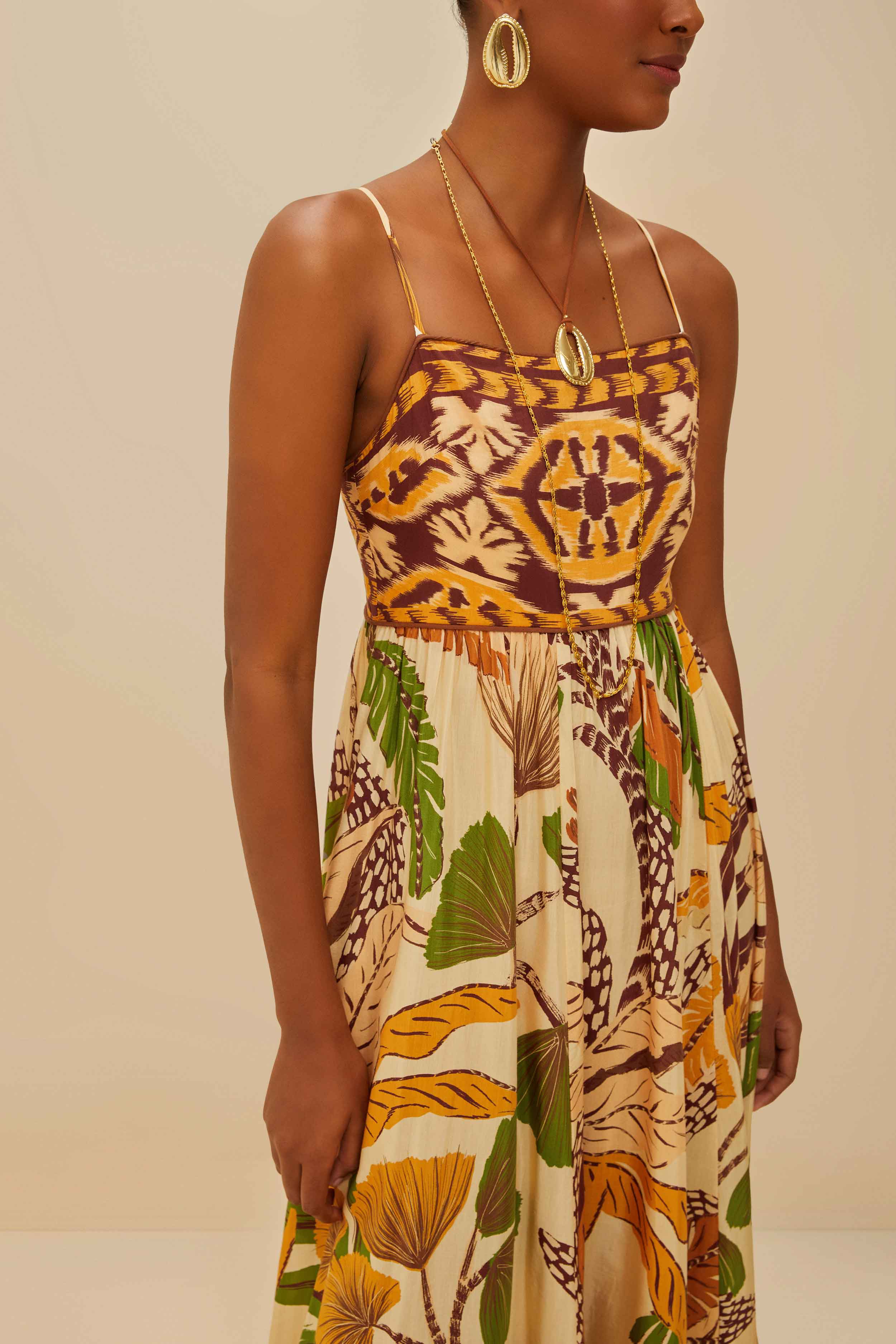 Foliage Sketch Sand Maxi Dress - Image 3