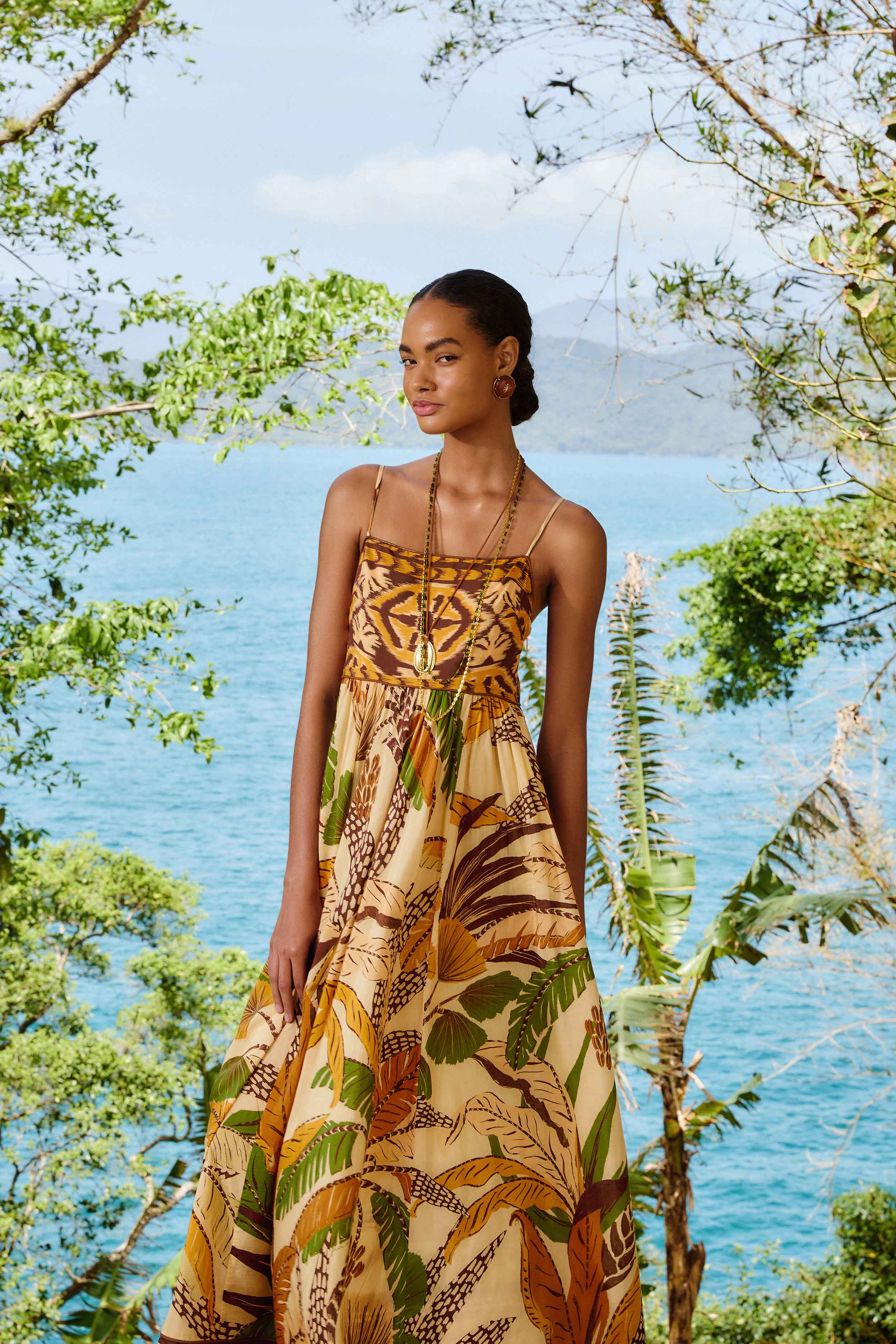 Foliage Sketch Sand Maxi Dress - Image 4