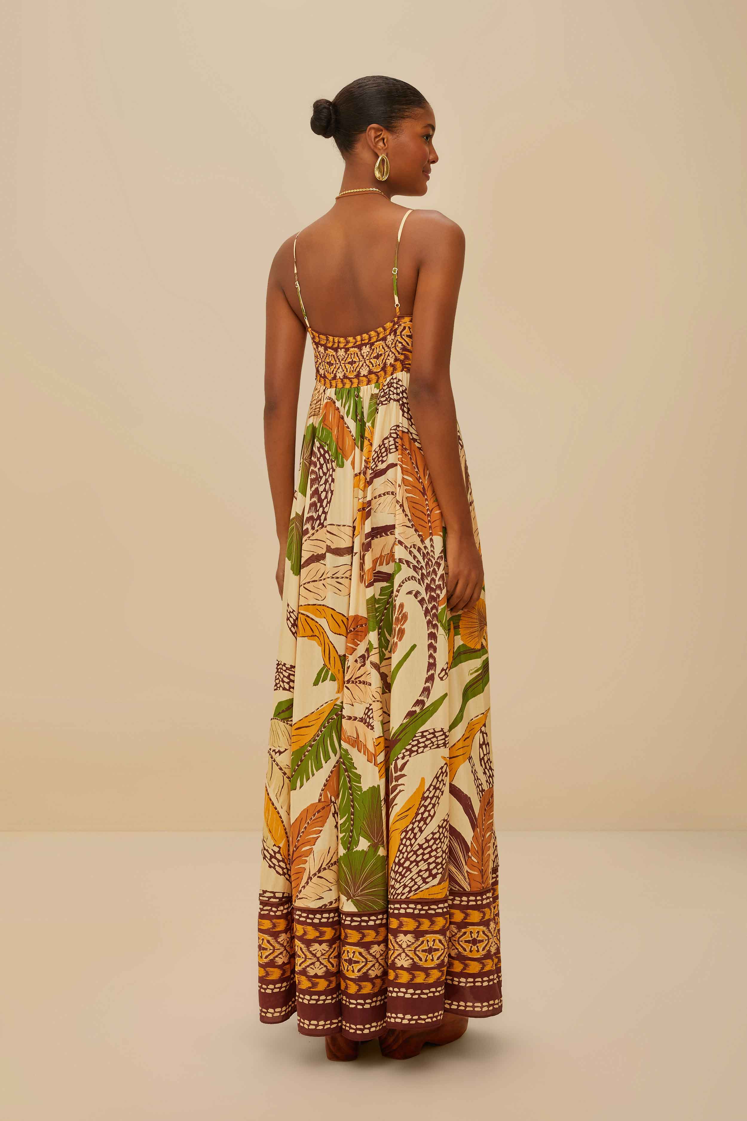Foliage Sketch Sand Maxi Dress - Image 5
