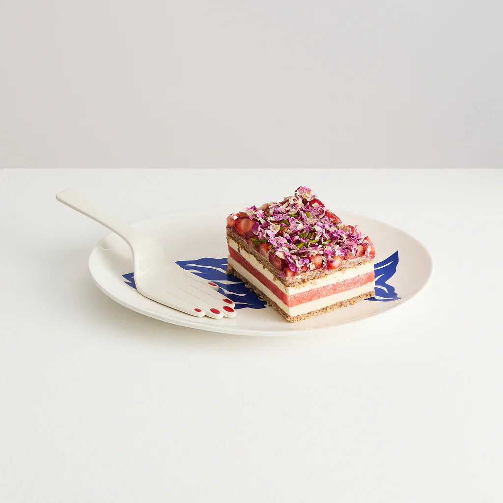 Hand Cake Server - Ivory/Red - Image 3