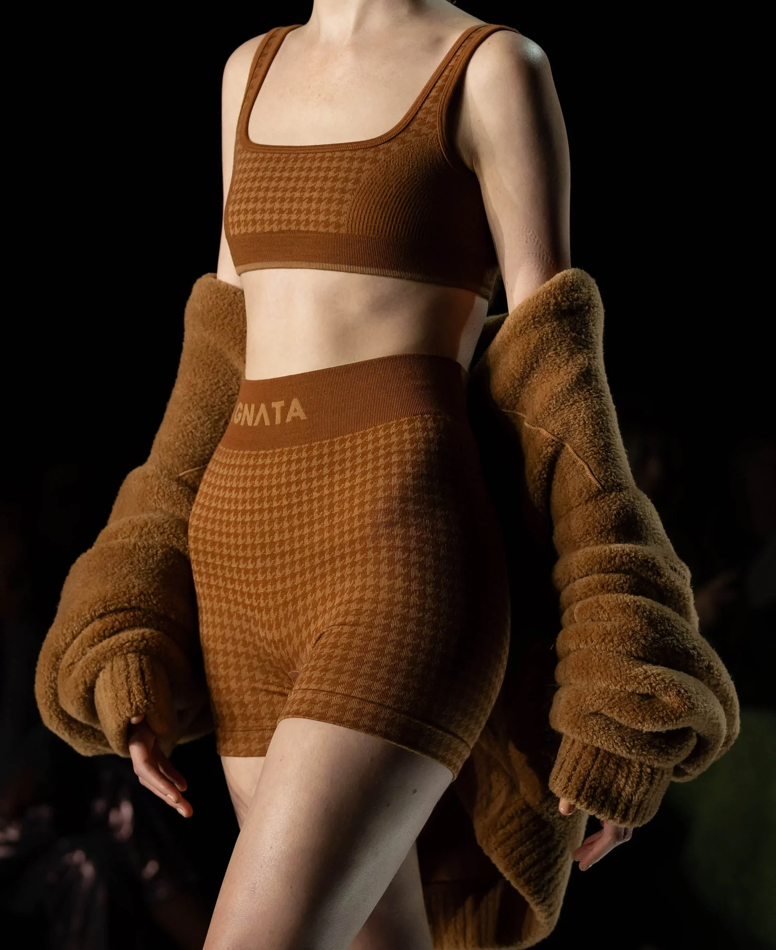 Houndstooth Wool Bralet - Spice - Image 3