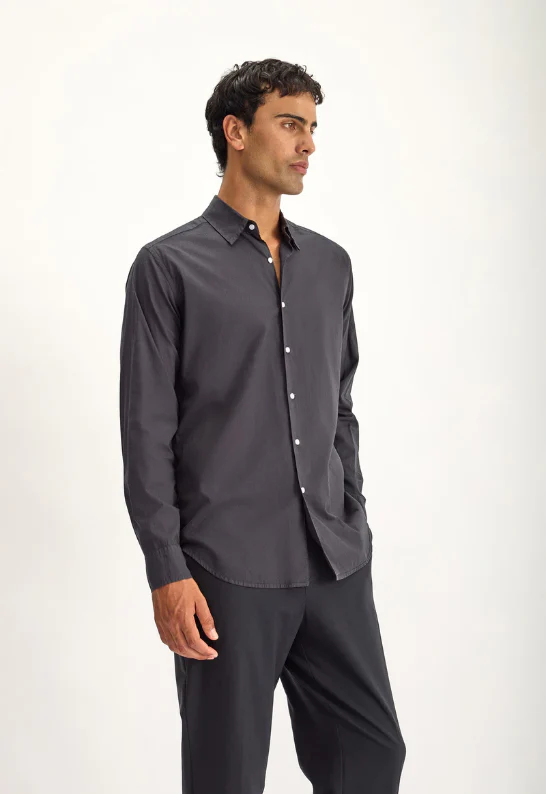 Folded Collar Shirt - Blacken - Image 3