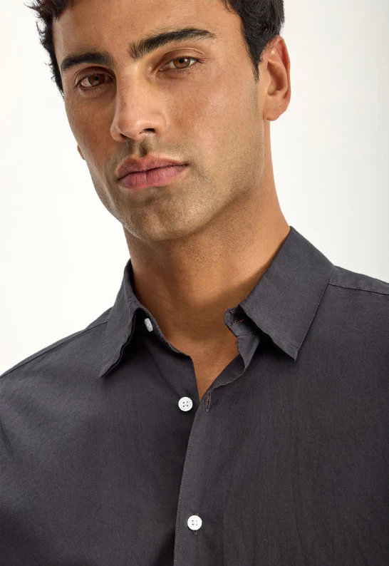 Folded Collar Shirt - Blacken - Image 6