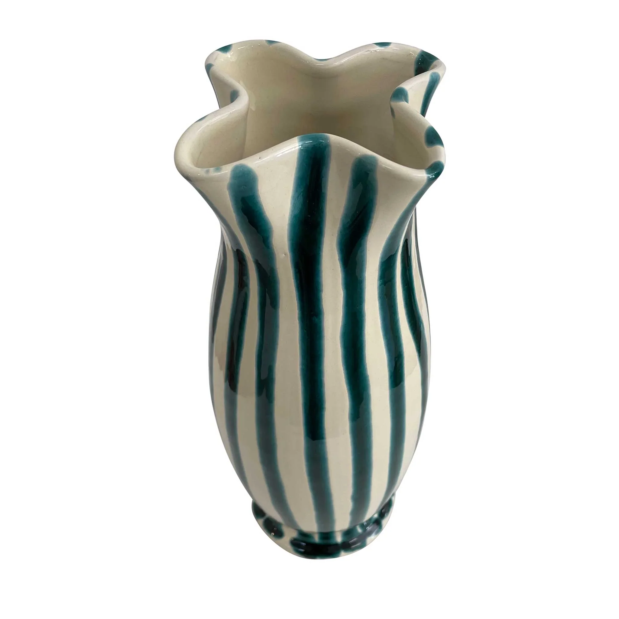 Lido Pinch Vase - Cream/Green - Image 4