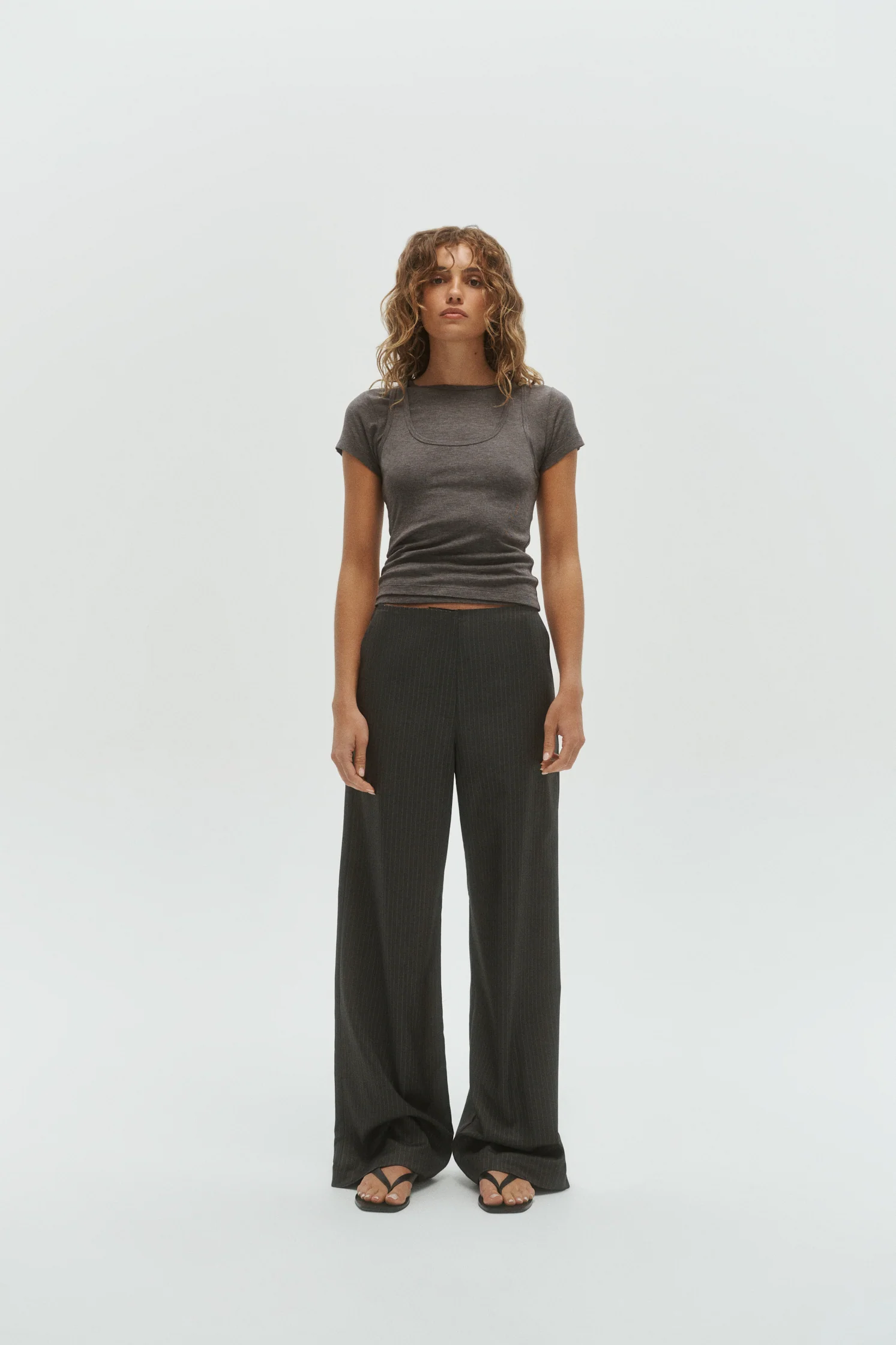Margot Pant - Grey Pinstripe - Image 3