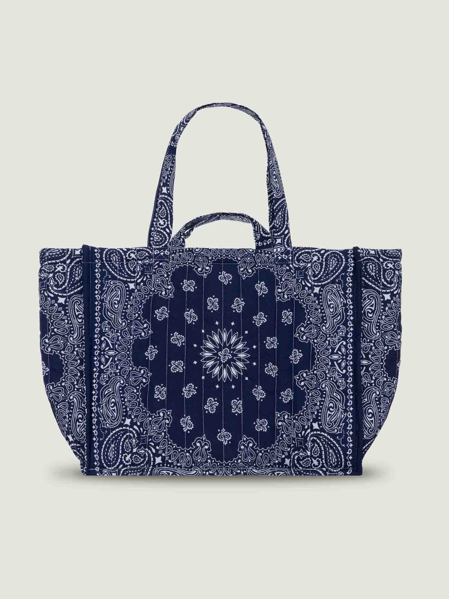 Maxi Quilted Cabas Tote Happy Face - All Navy - Image 3