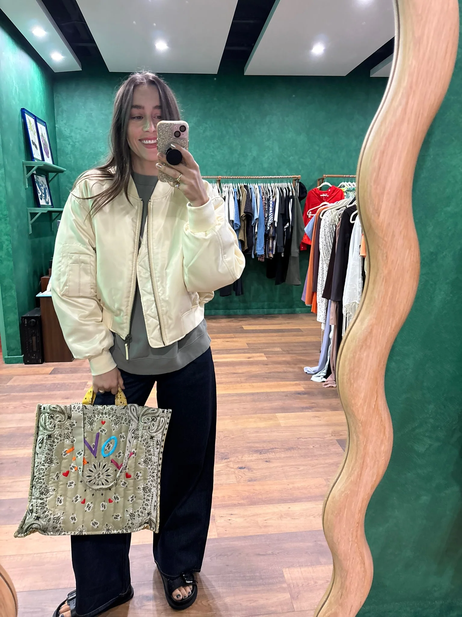 Maxi Quilted Cabas Tote Love - Beige / Mustard - Image 3