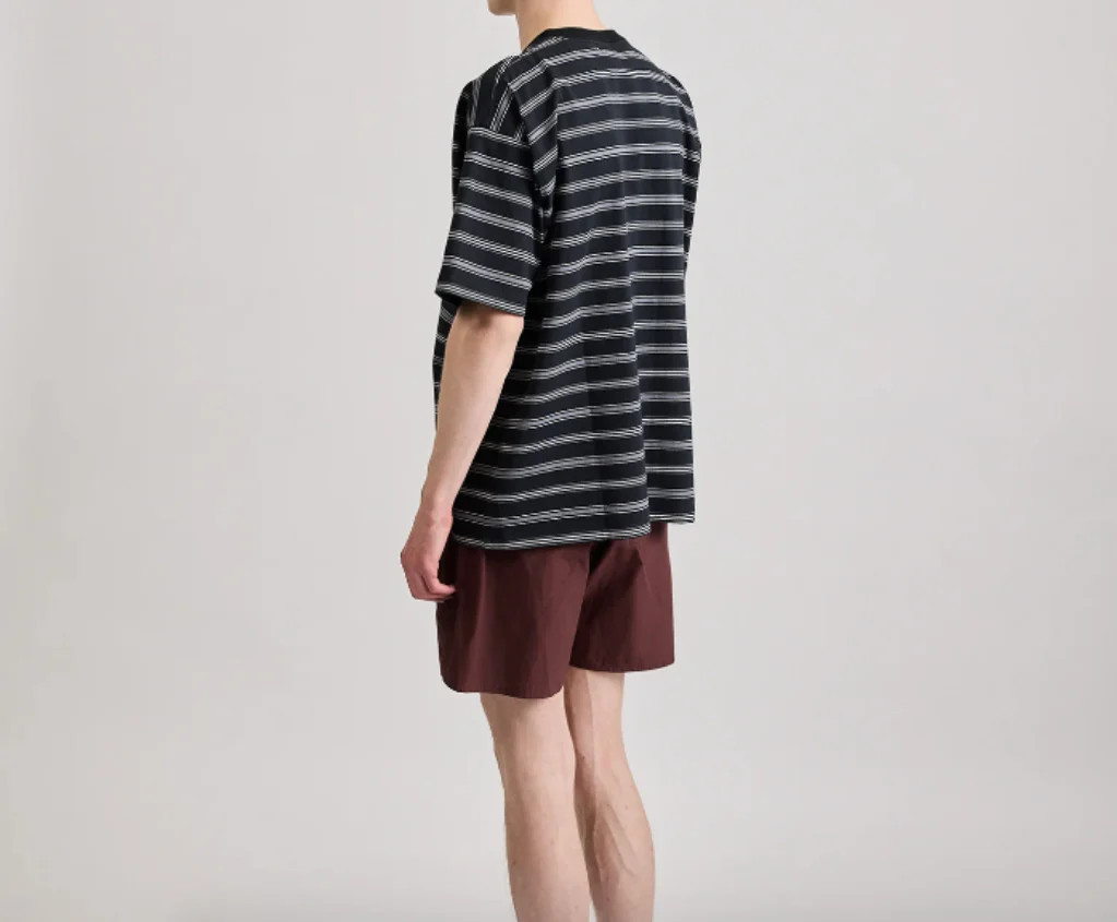 Multi Striped Relaxed Short Sleeve Tee - Black - Image 4