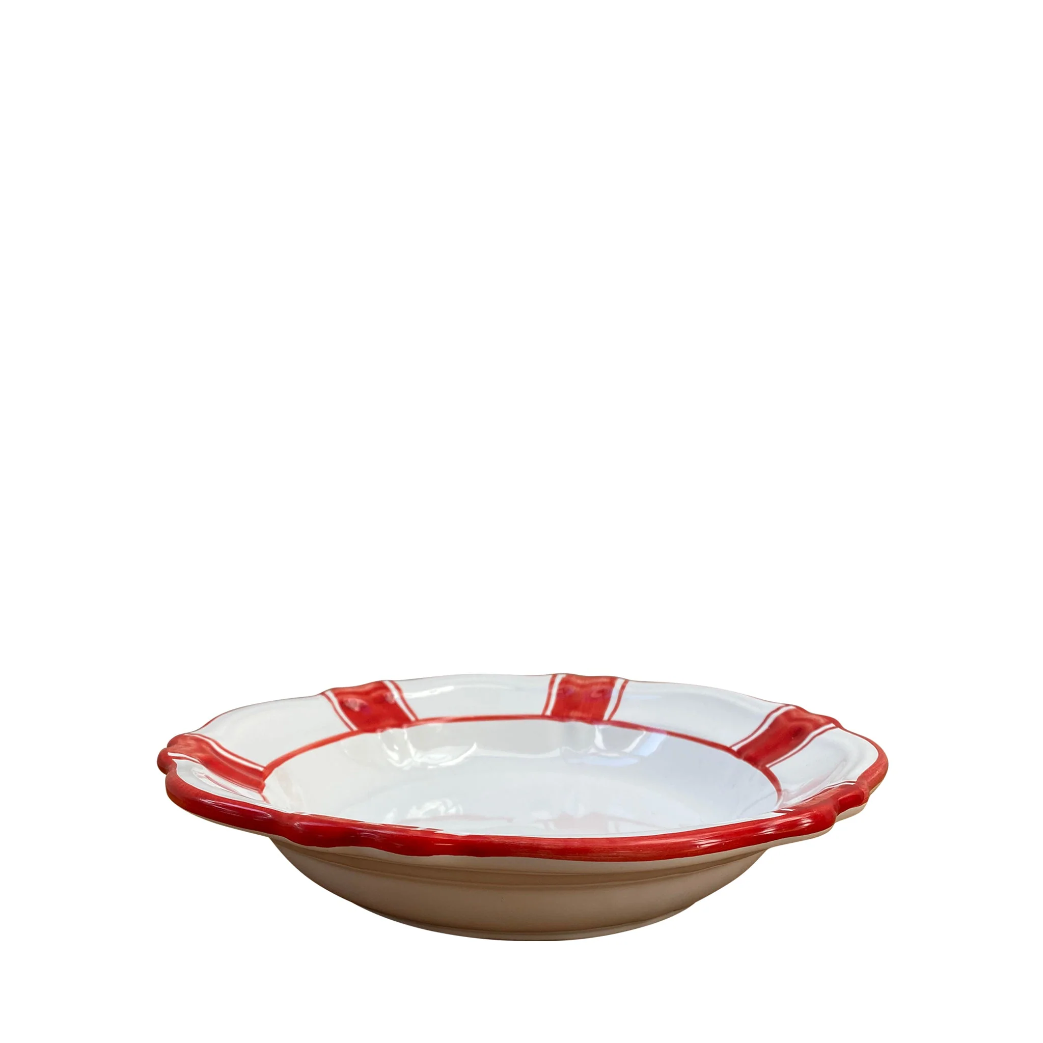 Parasol Ceramic Pasta Bowl - Red Stripe - Image 3