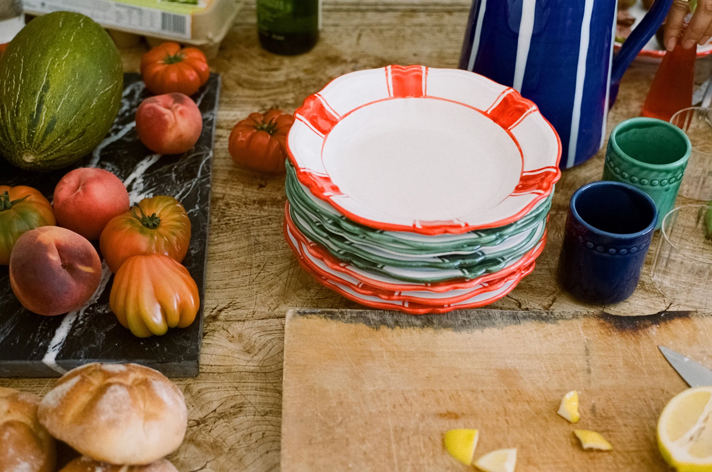 Parasol Ceramic Pasta Bowl - Red Stripe - Image 5