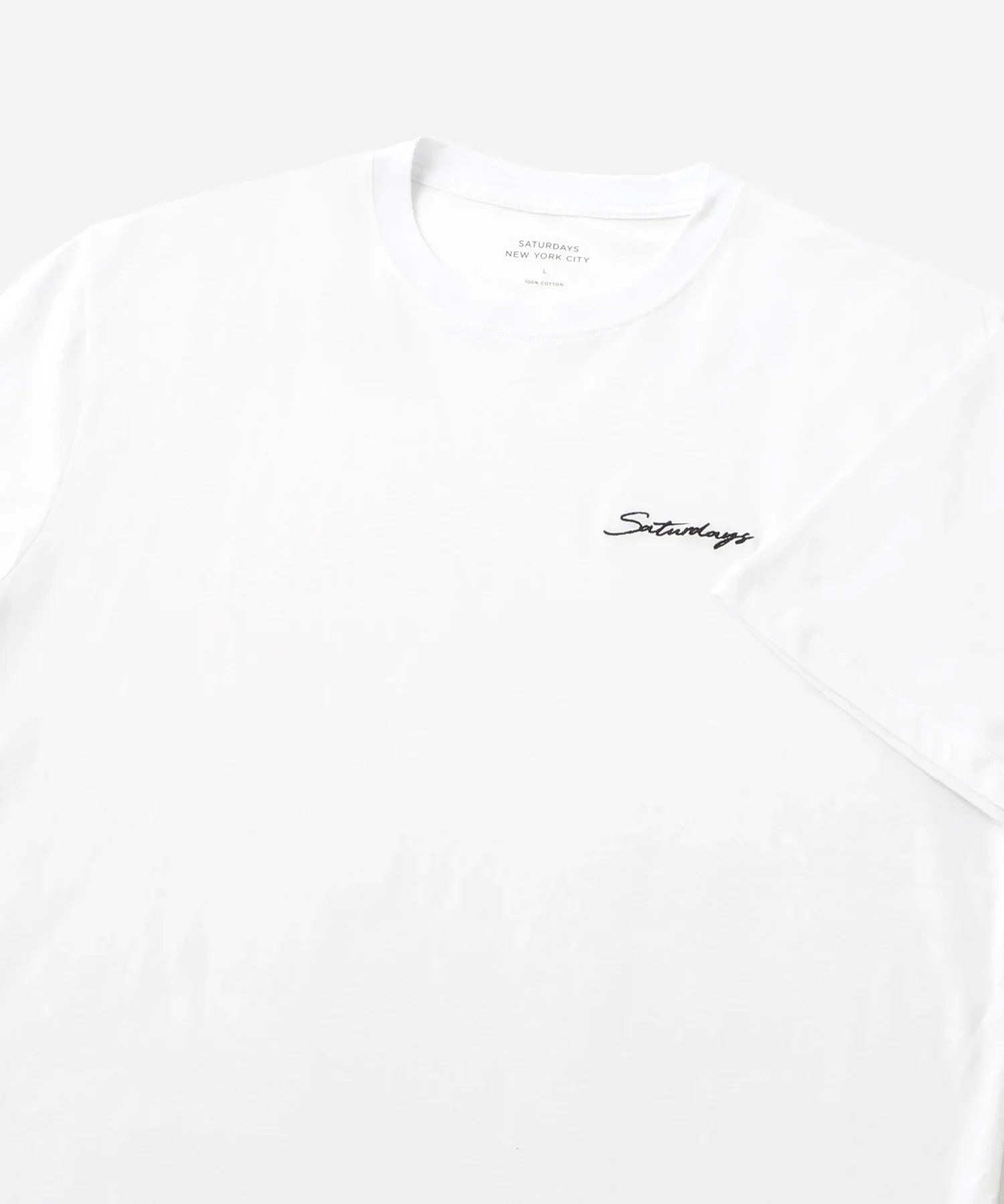 Script Embroidered Short Sleeve Tee - White - Image 3
