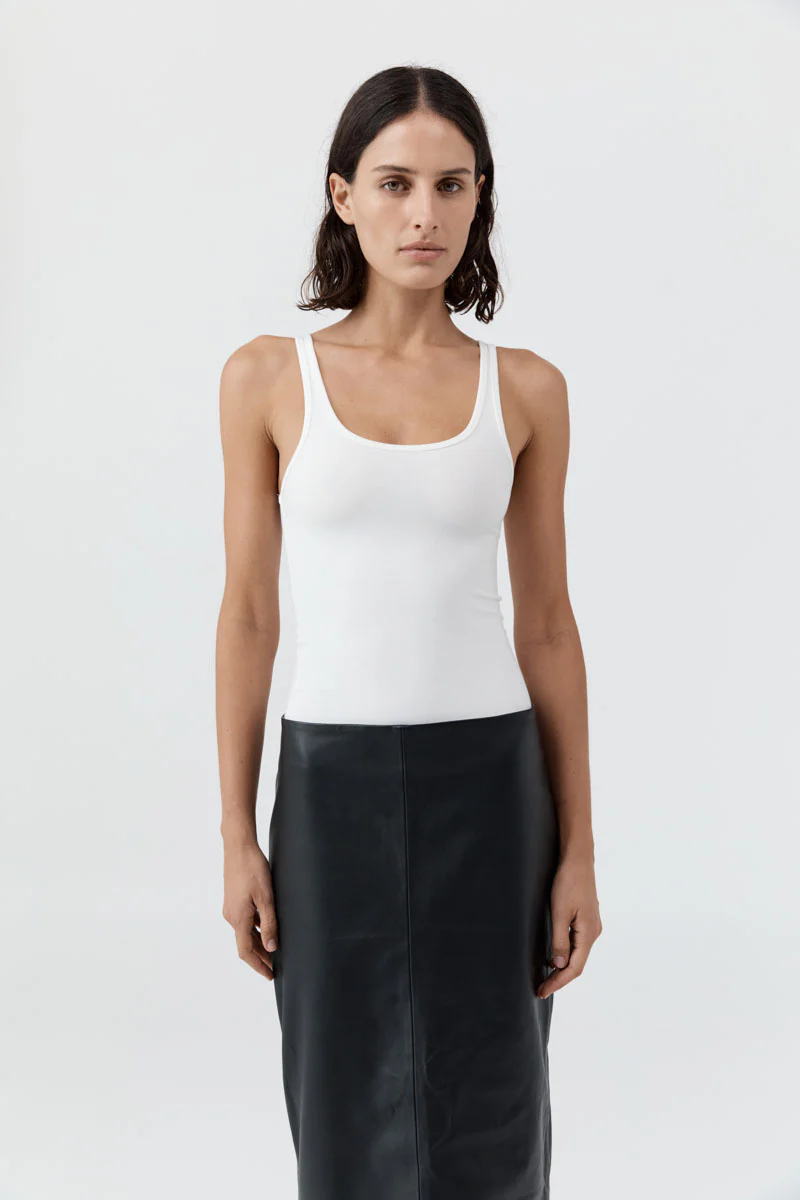 Soft Jersey Slim Scoop Tank - White - Image 4