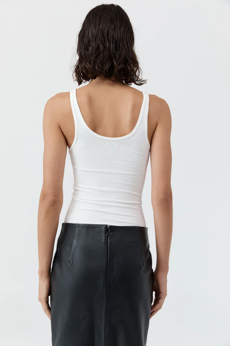 Soft Jersey Slim Scoop Tank - White - Image 7
