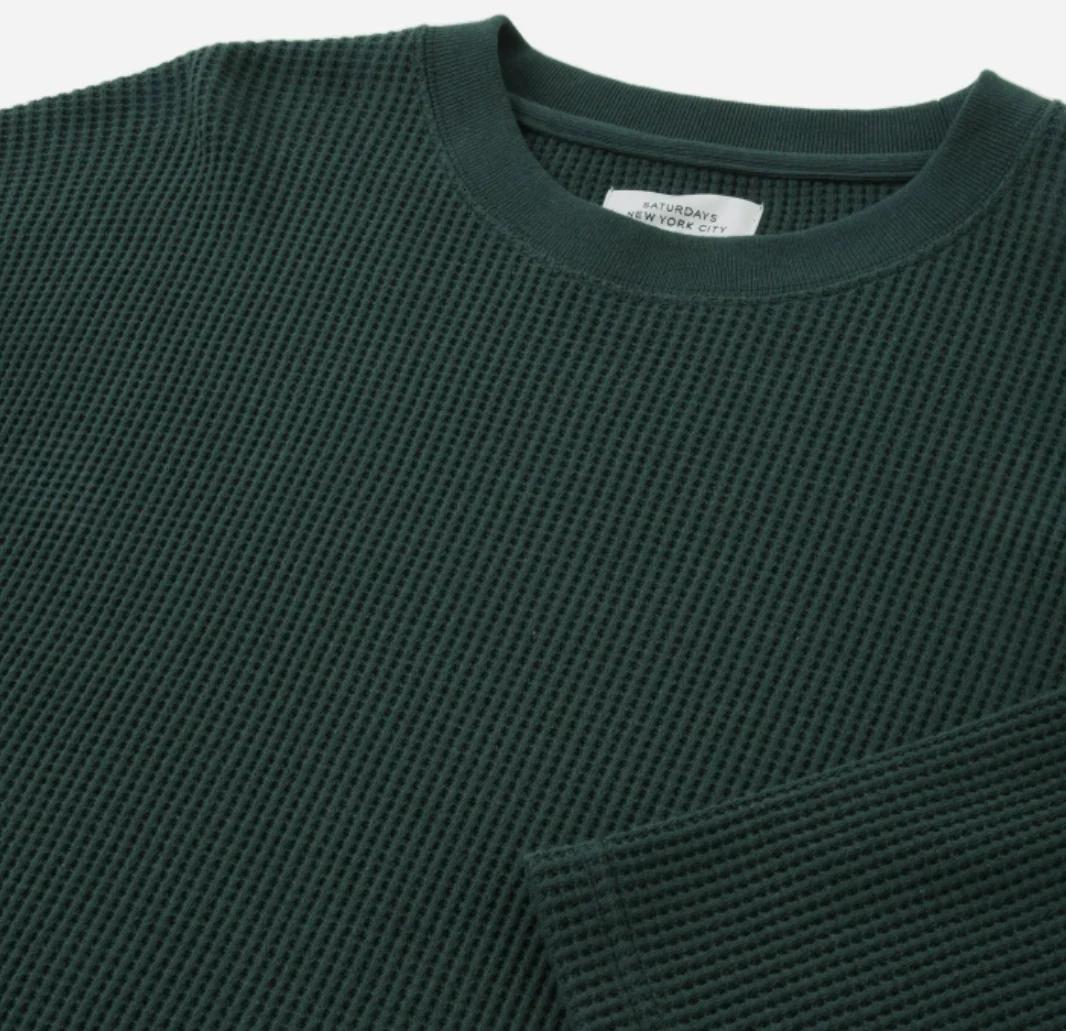 Waffle Half Sleeve Tee - Dark Green - Image 5