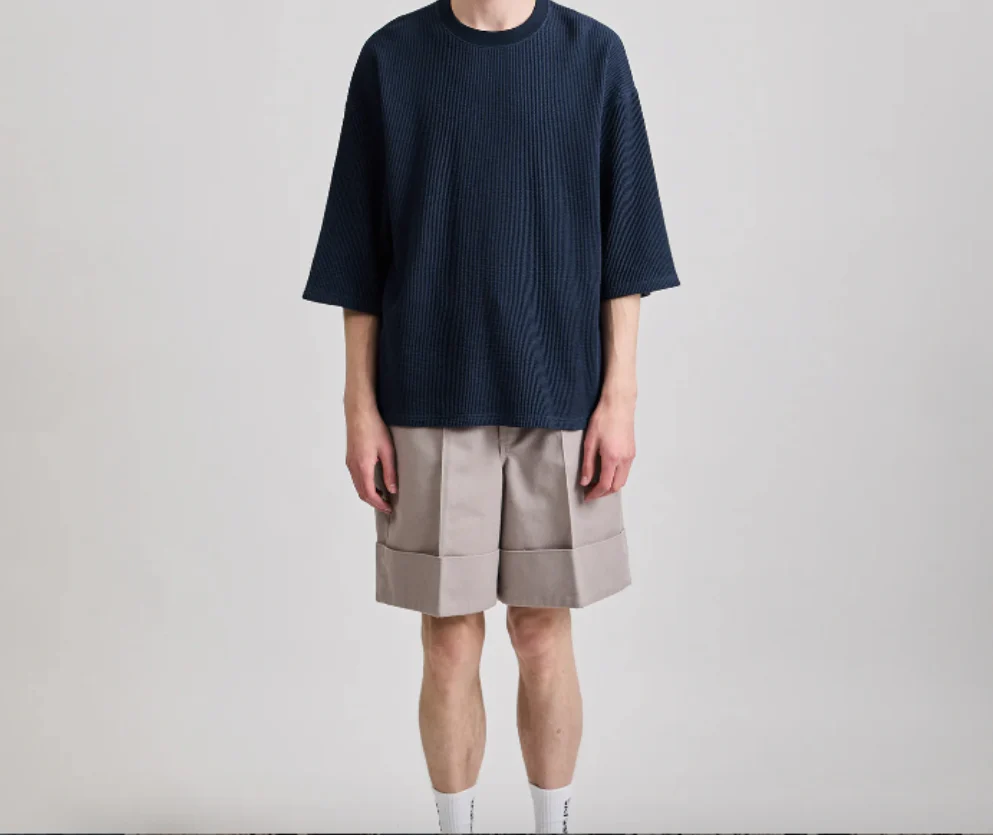 Waffle Half Sleeve Tee - Navy - Image 3