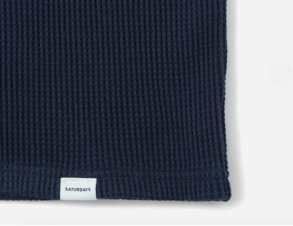 Waffle Half Sleeve Tee - Navy - Image 5