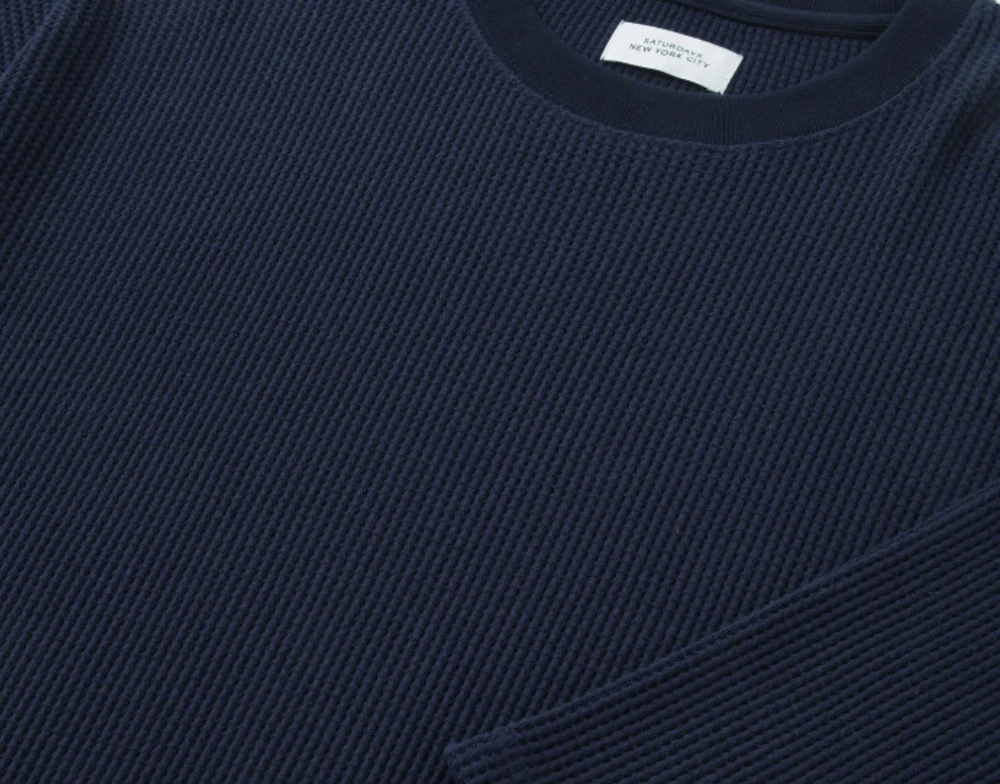 Waffle Half Sleeve Tee - Navy - Image 6